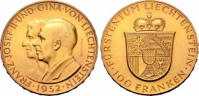 Liechtenstein, Franz Joseph II & Princess Gina AV 100 Franken.