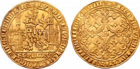Low Countries, Vlaanderen (Flanders). Lodewijk II van Male AV Gehelmde gouden leeuw (lion d'or).