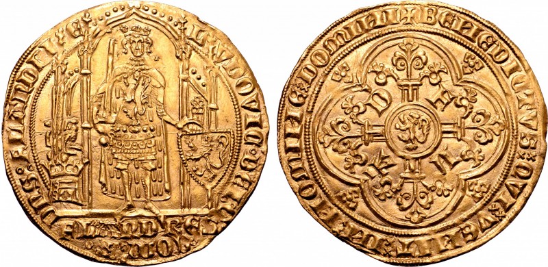 Low Countries, Vlaanderen (Flanders). Lodewijk II van Male (1346-1384) AV Gouden...