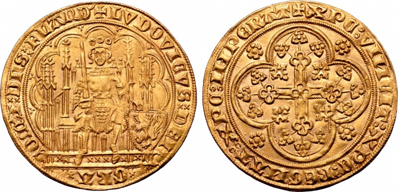 Low Countries, Vlaanderen (Flanders). Lodewijk II van Male (1346-1384) AV Nieuw ...
