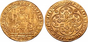 Low Countries, Vlaanderen (Flanders). Lodewijk II van Male AV Nieuw gouden schild (écu d’or au lion).