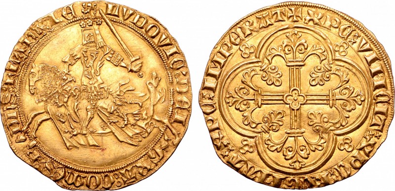 Low Countries, Vlaanderen (Flanders). Lodewijk II van Male (1346-1384) AV Gouden...