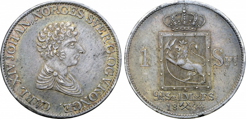 Norway, Karl XIV Johan (1818-1844) AR Speciedaler. Kongsberg mint, 1834. CARL XI...