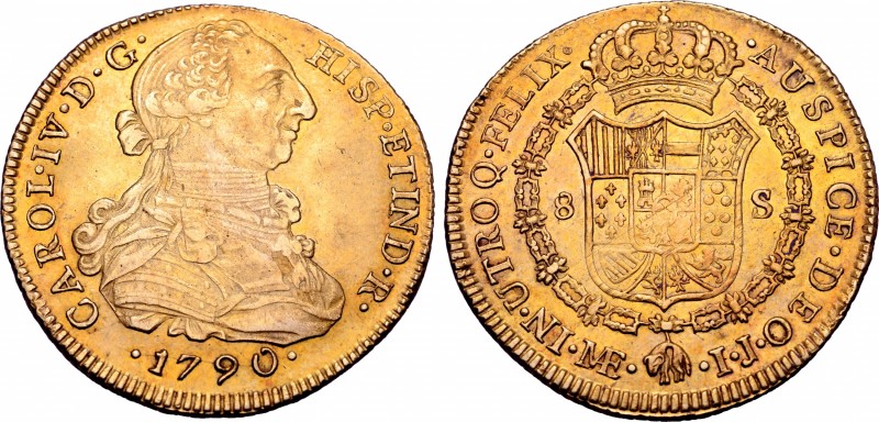Peru, Spanish Colonial. Carlos IV (1788-1808) AV 8 Escudos. Lima mint, 1790. CAR...