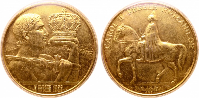 Romania, Kingdom. Carol II (1930-1940) AV 100 Lei. 1940. Galbeni medallic issue....