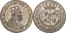 Augustus III the Sas 
POLSKA/POLAND/POLEN/SACHSEN/FRIEDRICH AUGUST II

August III Sas. 1/2 szostak (trojak) 1753, Leipzig (Lipsk) - RARE 

Aw.: P...