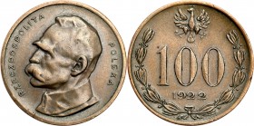 PROBE coins Poland II Republic
POLSKA / POLAND / POLEN / II RP / PROBA / PATTERN

PROBA Bronze 100 mark 1922 Pilsudski 

Bardzo rzadka moneta pró...