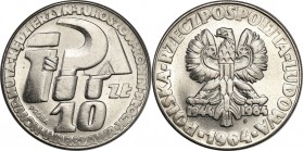 PROBE coins Poland after 1945
POLSKA / POLAND / POLEN / PATTERN / PROBE / PROBA

PRL. PROBA Nickel 10 zlotych 1964 Klucz, Sierp, Kielnia (ze znakie...