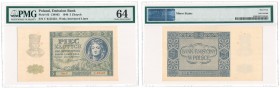 Banknotes
POLSKA / POLAND / POLEN / PAPER MONEY / BANKNOTE

5 zlotych 1940 seria C PMG 64 

Banknot w pięknym stanie zachowania. Minimalne przeba...