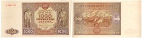 Banknotes
POLSKA / POLAND / POLEN / PAPER MONEY / BANKNOTE

1000 zlotych 1946 seria D 

Minimalne zagniecenia. Piękny stan zachowania.Lucow 1171 ...