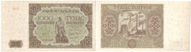Banknotes
POLSKA / POLAND / POLEN / PAPER MONEY / BANKNOTE

1000 zlotych 1947 seria Ł 

Wspaniale zachowany egzemplarz.Lucow 1235 (R4); Miłczak 1...