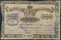BANCO DE VALLADOLID. 2000 Reales. 1 de Agosto de 1857. (Edifil 2017: 135). MBC+.
