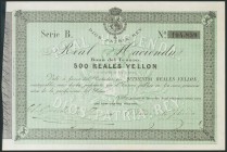 500 Reales. 1 de Noviembre de 1873. Serie B. (Edifil 2017: 211). SC-.