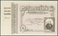 25 Pesetas. 1 de Abril de 1892. Banco de Valls. Serie C. (Ruiz y Alentorn: 927). SC-.