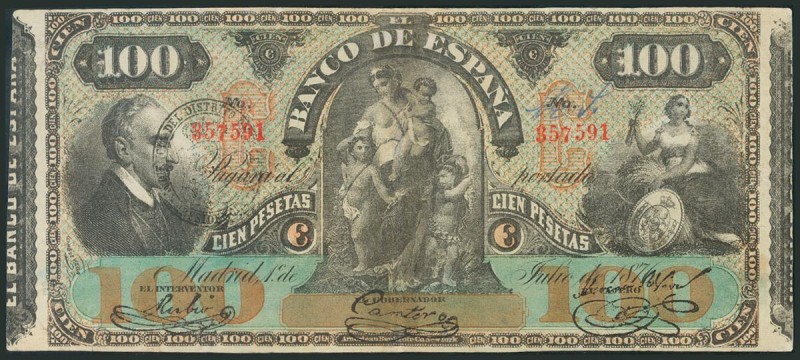 100 Pesetas FALSO DE EPOCA. 1 de Julio de 1876. (Edifil 2017: 269F). Expertament...