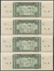 Conjunto de 4 billetes de 5 Pesetas emitidos por el Banco de España en la sucursal de Bilbao el 1 de Enero de 1937, incluyendo las 4 antefirmas conoci...