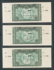Conjunto de 3 billetes de 100 Pesetas emitidos por el Banco de España en la sucursal de Bilbao el 1 de Enero de 1937, incluyendo las 3 antefirmas cono...