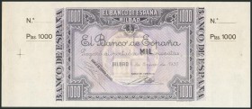 1000 Pesetas. 1 de Enero de 1937. Sin numeración y con ambas matrices, antefirma del Banco de Comercio. (Edifil 2017: NE27c). EBC.