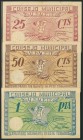 ALBACETE. 25 Céntimos, 50 Céntimos y 1 Peseta. (1938ca). (González: 127/29). EBC.