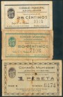 ALBALATE LUCHADOR (TERUEL). 25 Céntimos, 50 Céntimos y 1 Peseta. 15 de Junio de 1937. Series D, C y B, respectivamente. (González: 173, 174, 175). El ...