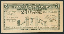 ALCOY (ALICANTE). 25 Céntimos. 12 de Julio de 1937. (González: 378). EBC+.