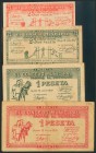 ALCOY (ALICANTE). 25 Céntimos (se incluyen los dos billetes con colores diferentes) y 1 Peseta (se incluyen los dos billetes con colores diferentes). ...