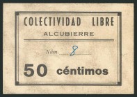 ALCUBIERRE (HUESCA). 50 Céntimos. (1938ca). (González: 393). Raro. MBC.