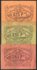 ARGAMASILLA DE CALATRAVA (CIUDAD REAL). 25 Céntimos, 50 Céntimos y 1 Peseta. Agosto 1937. (González: 769/71). Rara serie completa. BC.
