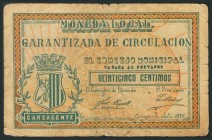 CARCAGENTE (VALENCIA). 25 Céntimos. Julio de 1937. (González: 1633). MBC.