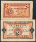 CASPE (ZARAGOZA). 50 Céntimos y 1 Peseta. (1938ca). (González: 1738/39). MBC.