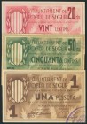 POBLA DE SEGUR (LERIDA). 20 Céntimos, 50 Céntimos y 1 Peseta. 6 de Julio de 1937. (González: 4339/41). EBC.