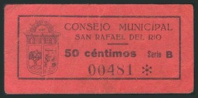 SAN RAFAEL DEL RIO (CASTELLON). 50 Céntimos. (1938ca). Serie B. (González: 4703). Raro. MBC+.