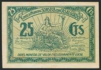 SONSECA CON CASALGORDO (TOLEDO). 25 Céntimos. (1938ca). (González: 4912). MBC+.