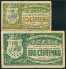 YECLA (MURCIA). 25 Céntimos y 50 Céntimos. Julio de 1937. (González: 5807, 5808). MBC+.