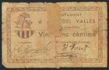 ALBA DEL VALLES (BARCELONA). 25 Céntimos. 1937. (González: 6088). Raro. RC.