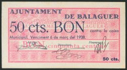 BALAGUER (LERIDA). 50 Céntimos. 6 de Marzo de 1937. (González: 6484). EBC.