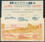 BALAGUER (LERIDA). 25 Céntimos y 1 Peseta. 5 de Agosto de 1937. (González: 6486, 6488). MBC+/EBC.