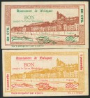 BALAGUER (LERIDA). 50 Céntimos y 1 Peseta. 5 de Agosto de 1937. (González: 6487/88). MBC.