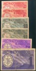 UNIO DE COOPERADORS (BARCELONA). Conjunto de 6 billetes de de 5 Céntimos (2), 10 Céntimos (2), 50 Céntimos y 1 Peseta. 14 de Septimbre de 1937. (Gonzá...