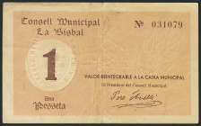 LA BISBAL (GERONA). 1 Peseta. (1938ca). (González: 7061). MBC.