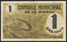 LA BISBAL (GERONA). 1 Peseta. (1938ca). (González: 7063). MBC.