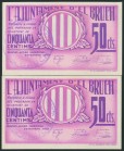EL BRUCH (BARCELONA). 50 Céntimos. Septiembre 1937. Pareja correlativa. (González: 7207). EBC+.