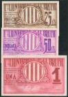 EL BRUCH (BARCELONA). 25 Céntimos, 50 Céntimos y 1 Peseta. Septiembre 1937. (González: 7206/08). EBC.
