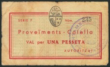 CALELLA (BARCELONA). 1 Peseta. 1937. Serie F. (González: 7289). MBC.