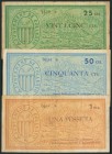 COLLBATO (BARCELONA). 25 Céntimos, 50 Céntimos y 1 Peseta. (1938ca). (González: 7632/34). Raros. MBC.