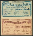 FIGUERES (GERONA). 10 Céntimos y 15 Céntimos. 30 de Noviembre de 1937. (González: 7852/53). MBC+.