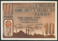 IGUALADA (BARCELONA). 10 Pesetas. 1 de Enero de 1937. Serie A. (González: 8256). SC-.