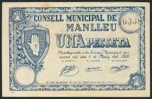 MANLLEU (BARCELONA). 1 Peseta. 1 de Mayo de 1937. (González: 8490). EBC.