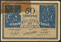 MANRESA (BARCELONA). 50 Céntimos. (1938ca). Presencia de cinta adhesiva. (González: 8494). BC.