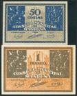 MANRESA (BARCELONA). 50 Céntimos y 1 Peseta. (1937ca). Series C y B, respectivamente. (González: 8494/95). SC/SC-.
